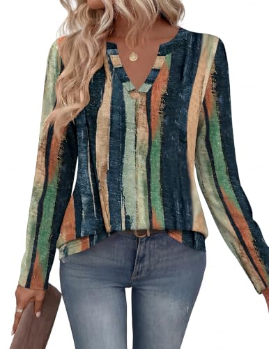 Zeagoo Shirts for Women Long Sleeve Blouses 2026 Fashion Fall Clothes Business Work Top Multicolor L