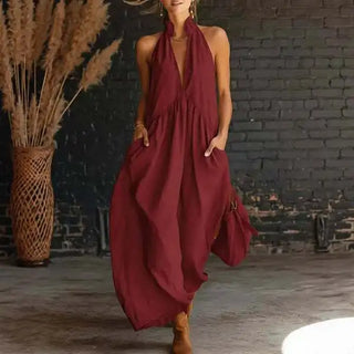BreezeFlow™ Maxi Dress 🌸✨ — Loose Fit Comfort with Pockets